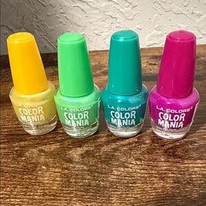 L.A. Colors Color Mania Nail Polish Set - Yellow, Green, Teal, Magenta